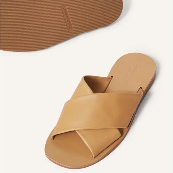 Everlane NWT Day Crossover Leather Sandal Light Taupe Crisscross Flat Women's 8 - Picture 2 of 12